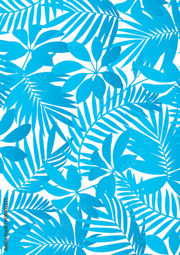 Naklejka nad blat kuchenny Niebieskie liście palmowe