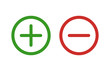 Plus and minus or add and subtract line art color icon for apps and websites.