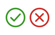 checkmark and x or confirm and deny line art color icon for apps and websites.