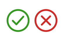 Checkmark And X Or Confirm And Deny Line Art Color Icon For Apps And Websites.
