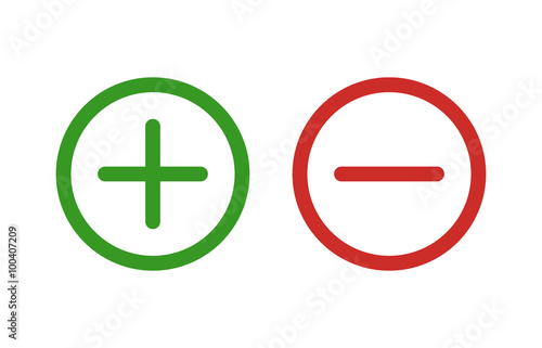 Cuadros en Lienzo Plus and minus or add and subtract line art color icon for apps and websites