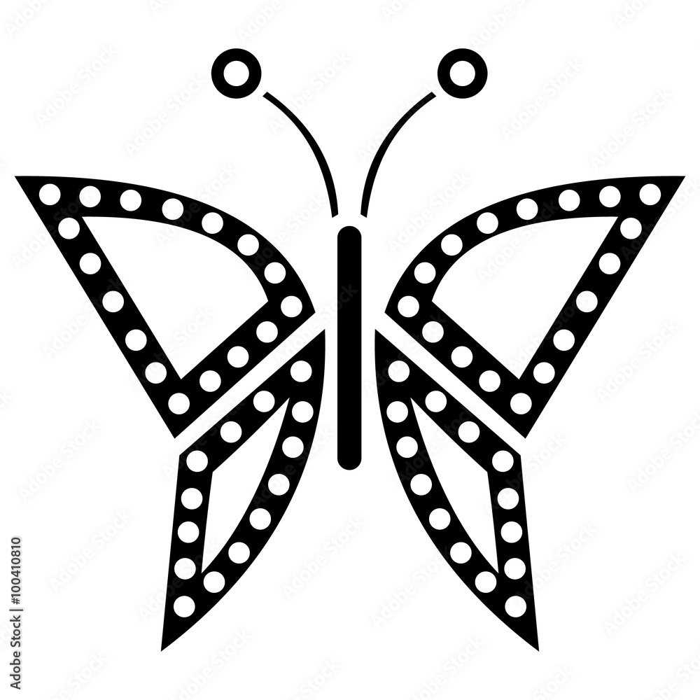 Vector illustration of insect, black and white icon of butterfly ...