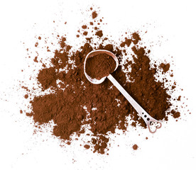 Sticker - cocoa in a spoon isolated on a white background