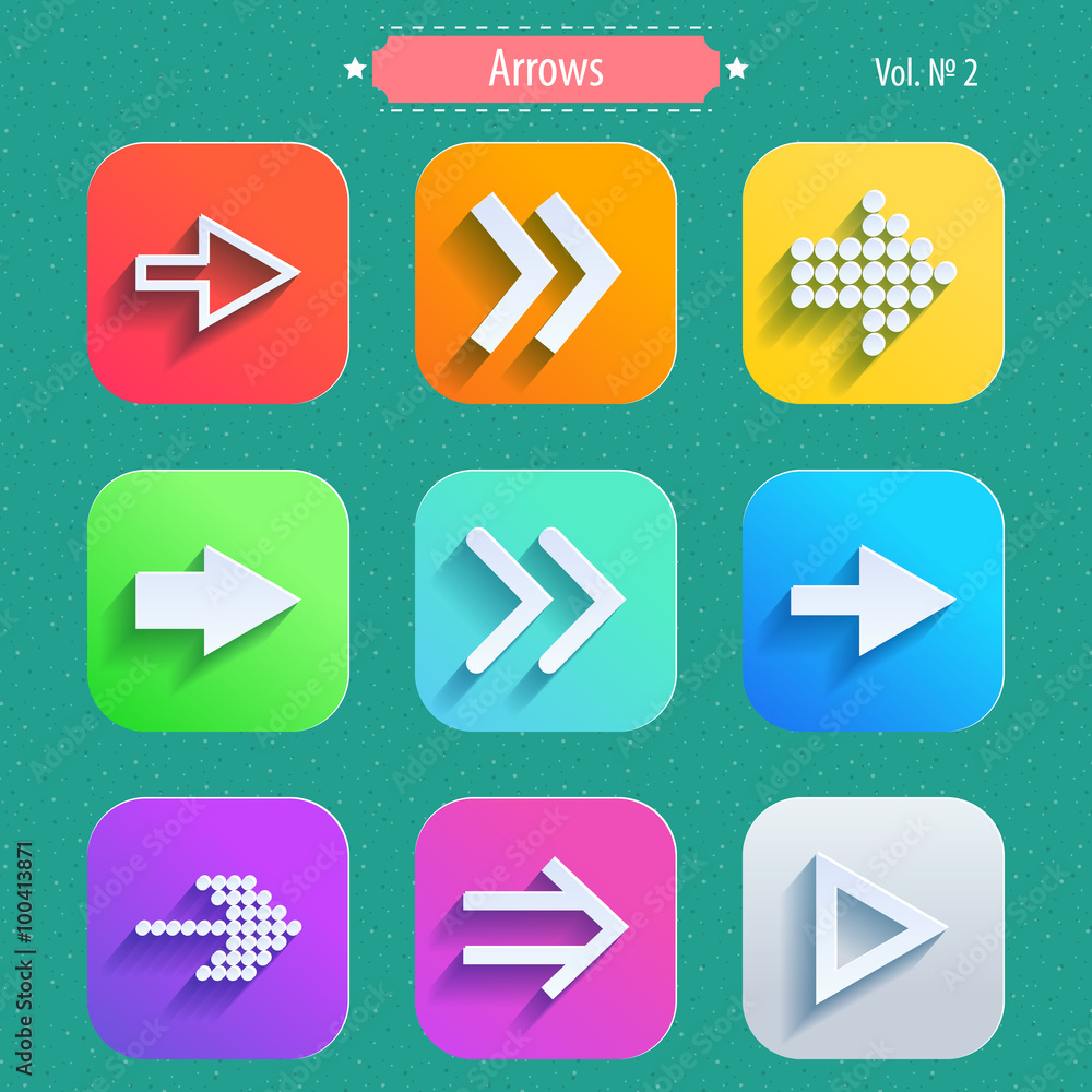Vector de Stock Set arrow icons, flat UI design trend | Adobe Stock