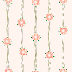 Wall Mural - Orange Flower Vine Beige Background Vector Illustration