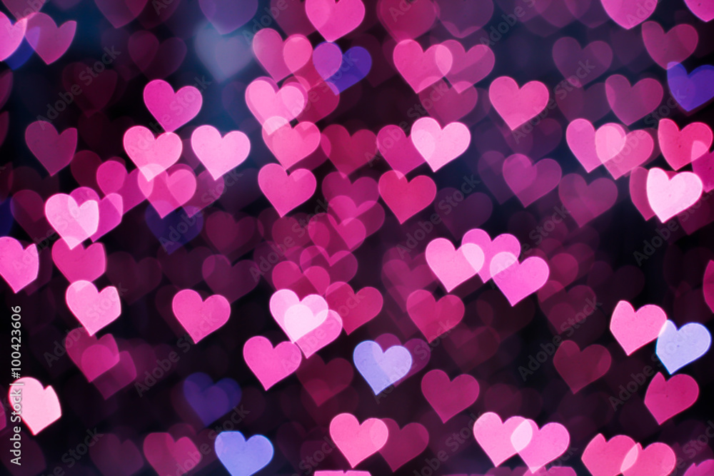 Blurring lights bokeh background of pink hearts Stock Photo | Adobe Stock