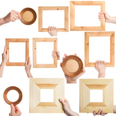 Canvas Print - Set of female hands holding frames