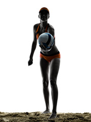 Wall Mural - woman beach volley ball player silhouette