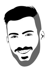 Happy positive laughing bearded male looking at camera. Easy editable layered vector illustration. 