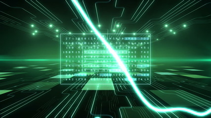 Canvas Print - Software Code Text. Green Digital Background. HD 1080.