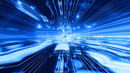 Canvas Print - Earth Zoom Out. Beautiful Flight through the Digital Network out from Planet into Space. Business Communication Technology Video. HD 1080. 3 videos in One!