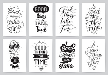 Wall Mural - Inspirational cards 8 set. Typographical design. Lettering concept.