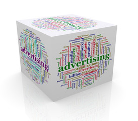 Sticker - 3d cube word tags wordcloud of advertising