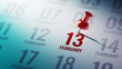 © xtock - February 13 written on a calendar to remind you an important app