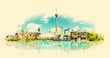 vector watercolor TORONTO city illustration