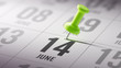 © xtock - June 14 written on a calendar to remind you an important appoint
