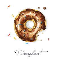 Watercolor Food Painting - Doughnut
