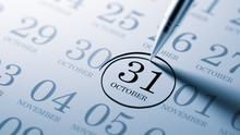 October 31 Written On A Calendar To Remind You An Important Appo
