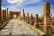 Algeria. Timgad (ancient Thamugadi or Thamugas). Decumanus Maximus street and surrounding colonnade terminated Trajan's Arch