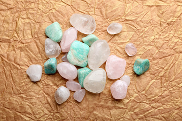 Poster - Semiprecious stones on craft paper background