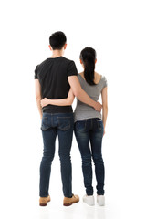 Wall Mural - rear view of Asian young couple