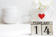 Valentines day with wooden block calendar