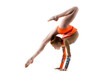 Teenage dancer girl doing handstand