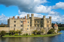 Maidstone, United Kingdom - April 27, 2012: Main Building Of Leeds Castle With Surrounding Moat As Seen On 27th Of April, 2012