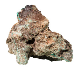 piece of malachite mineral stone isolated