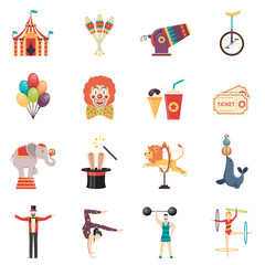 Wall Mural - Circus Performance Flat Color Icons Set