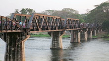 Historical Train At Bridge Over Kwai River Death Railway