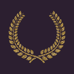 Wall Mural - The laurel wreath icon. Prize and reward, honors symbol. Gold sparkles and glitter