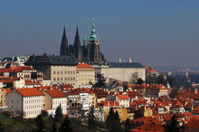 View On The Prague Castle And Orange Rooftops From The Hill