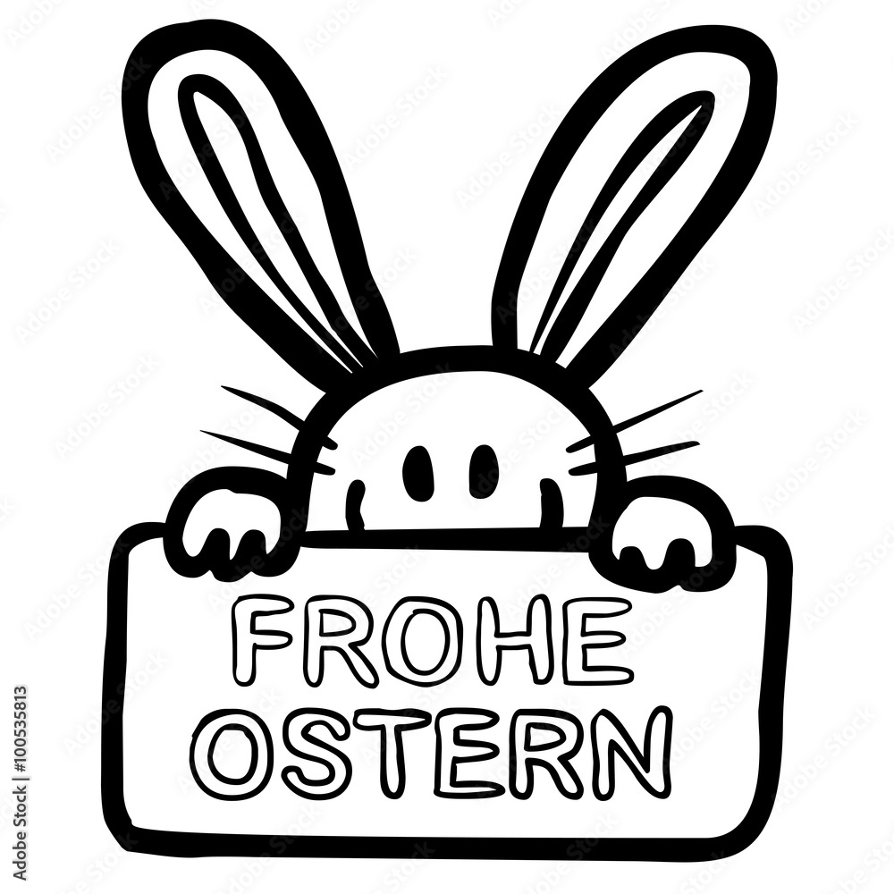 Osterillustration Mit Einem Hasen Und Vielen Eiern - Vektor Download, image size:1000x1000