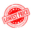 Scratched red round seal with the inscription - the lowest price, guaranteed - vector svg
