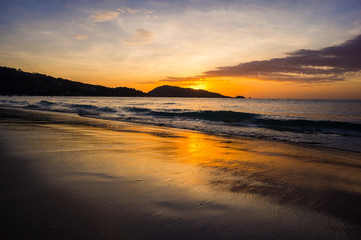 Bright sunset at the sea