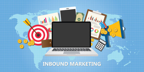 Wall Mural - inbound marketing concept with graph data goals