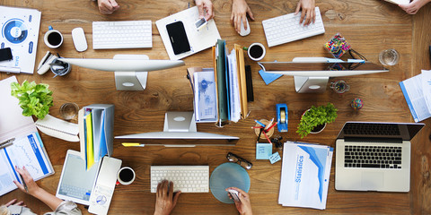 Wall Mural - people meeting corporate working technology startup concept