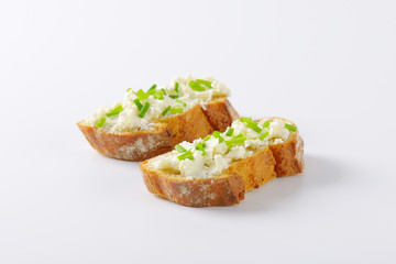 Canvas Print - Crunchy baguette cheese canapes