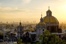 Scenic View At Basilica Of Guadalupe With Mexico City Skyline