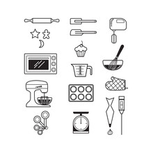Cooking Bakery And Kitchen Appliances Icon Set