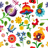 Traditional Polish folk floral pattern vector
