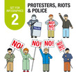 Коллекция элементов для инфографики и иллюстрации на тему: протесты, беспорядки