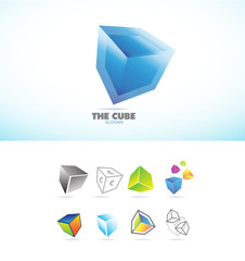 Poster - Cube 3d logo icon set