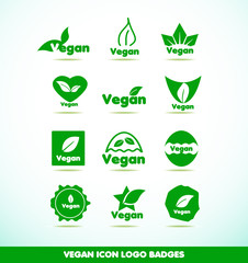 Poster - Vegan text logo icon badges set