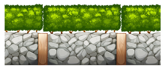 Wall Mural - seamless design with brick wall and bush