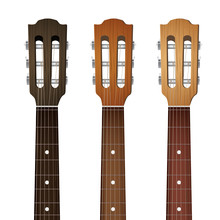 Set Of Guitar Neck Fretboard And Headstock