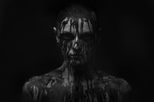 Fototapete - female demon.Art studio shot.Goth girl