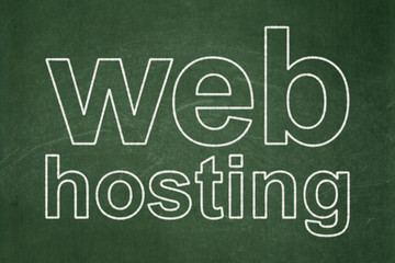 Web development concept: Web Hosting on chalkboard background