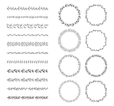 vector brush and laurel wreath set